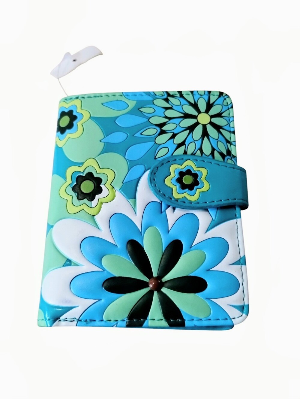 Shag Wear Retro Floral Embossed Pattern Wallet  in Turquoise, Blue & Green